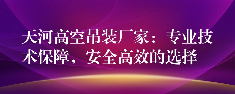 天河高空吊裝廠家：專業(yè)技術保障，安全高效的選擇