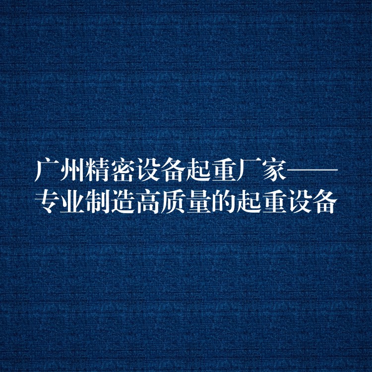 廣州精密設備起重廠家——專業(yè)制造高質(zhì)量的起重設備