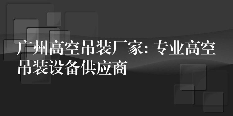 廣州高空吊裝廠家: 專業(yè)高空吊裝設(shè)備供應(yīng)商