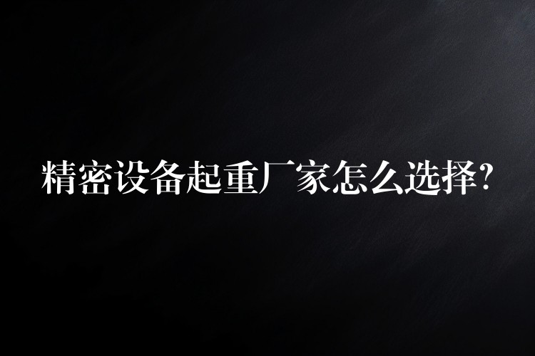 精密設(shè)備起重廠家怎么選擇？