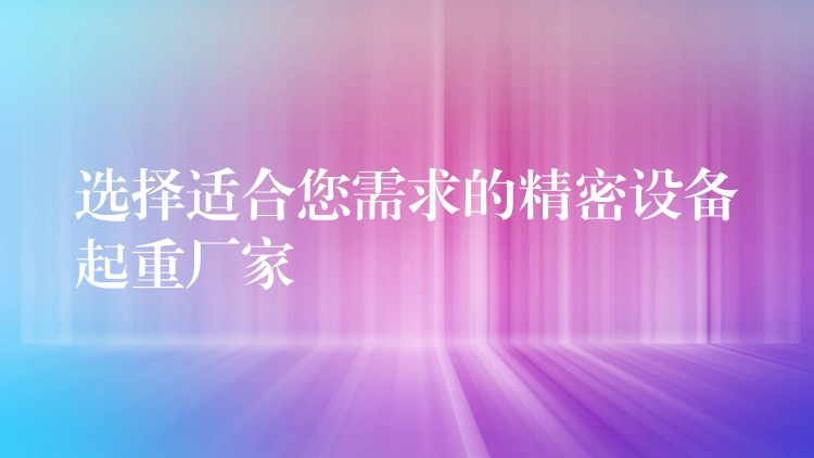 選擇適合您需求的精密設備起重廠家