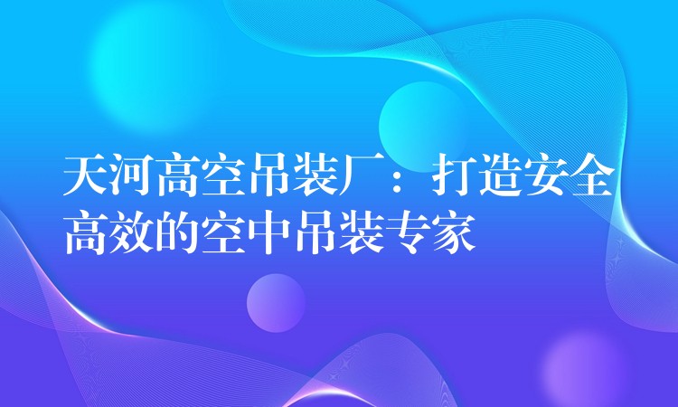 天河高空吊裝廠：打造安全高效的空中吊裝專家