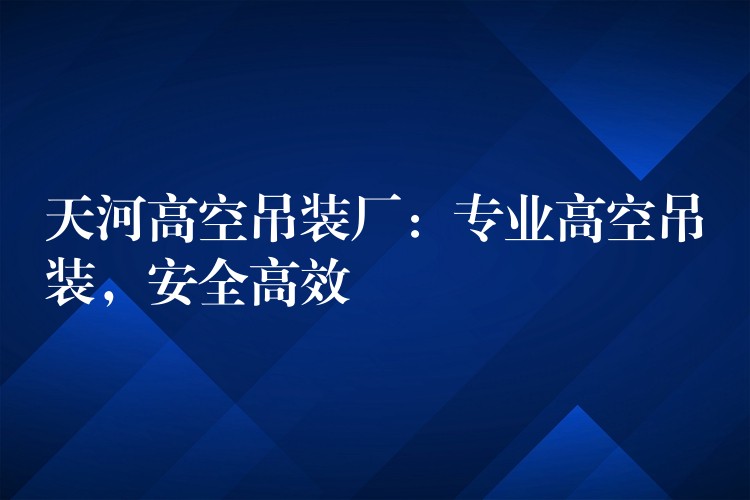 天河高空吊裝廠：專業(yè)高空吊裝，安全高效