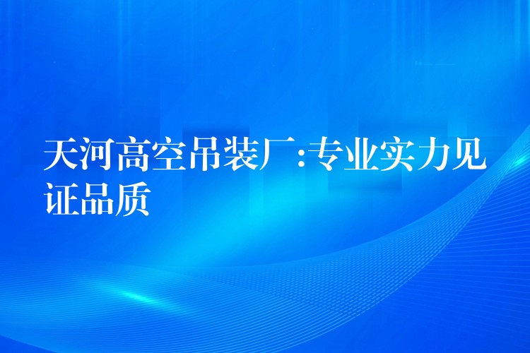 天河高空吊裝廠:專(zhuān)業(yè)實(shí)力見(jiàn)證品質(zhì)