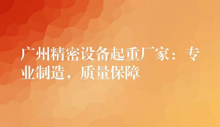 廣州精密設(shè)備起重廠家：專業(yè)制造，質(zhì)量保障