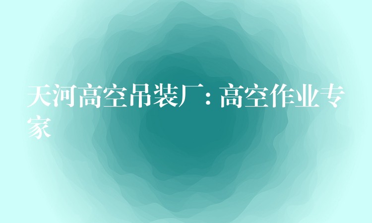 天河高空吊裝廠: 高空作業(yè)專家