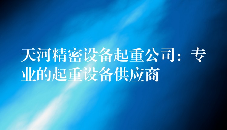 天河精密設(shè)備起重公司：專業(yè)的起重設(shè)備供應(yīng)商