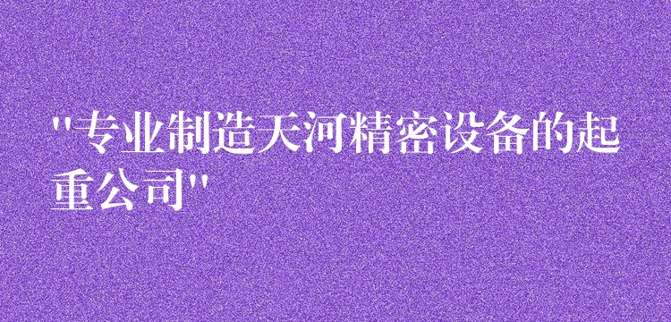 “專業(yè)制造天河精密設(shè)備的起重公司”